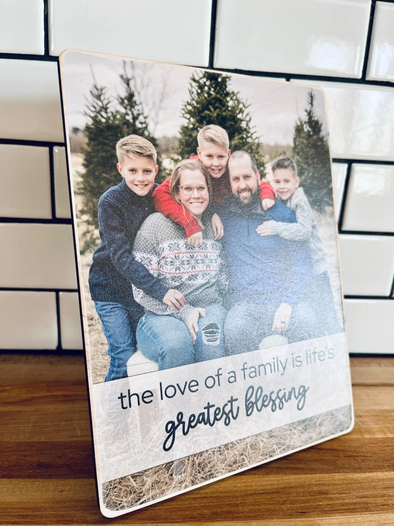 Family Photo On Wood | Custom Shelf Sitter With Personalized Quote Or Name 4 Family Photo On Wood | Custom Shelf Sitter With Personalized Quote Or Name - Image 4