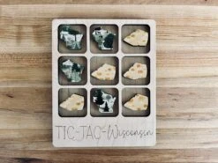 Wisconsin-Themed Tic Tac Toe Travel Game – Laser Cut Wood With Cheese & Forest Print Pieces