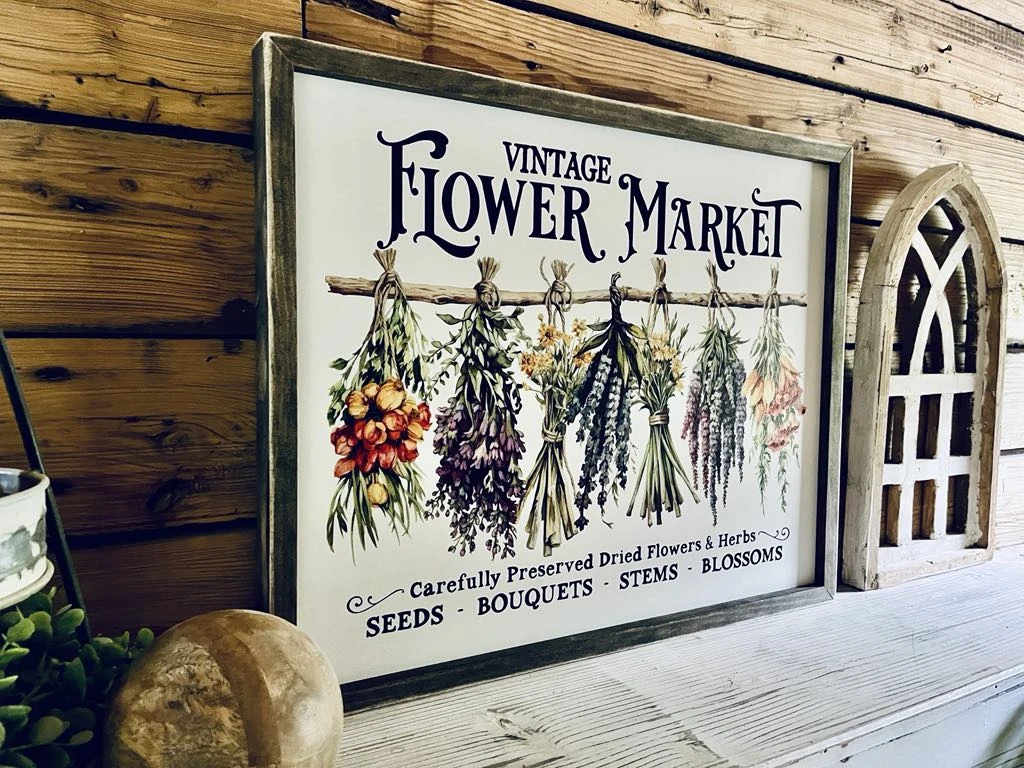 Vintage Flower Market Sign Set – Dried Floral Wall Art – Botanical Farmhouse Decor – Framed Herb Bouquet Prints – Kitchen Or Garden Art 9 Vintage Flower Market Sign Set – Dried Floral Wall Art – Botanical Farmhouse Decor – Framed Herb Bouquet Prints – Kitchen Or Garden Art - Image 9