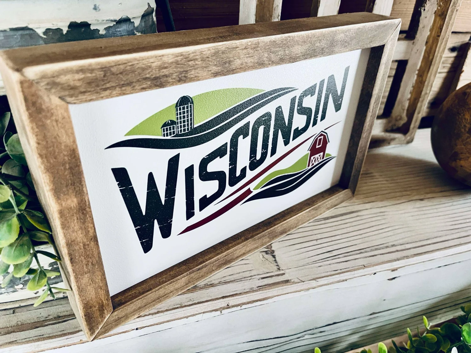 Wisconsin Farmhouse Wood Sign | Barn And Silo Wall Art | Framed Country Decor | Printed Wisconsin State Sign For Home Or Gift 2 Wisconsin Farmhouse Wood Sign | Barn And Silo Wall Art | Framed Country Decor | Printed Wisconsin State Sign For Home Or Gift - Image 2