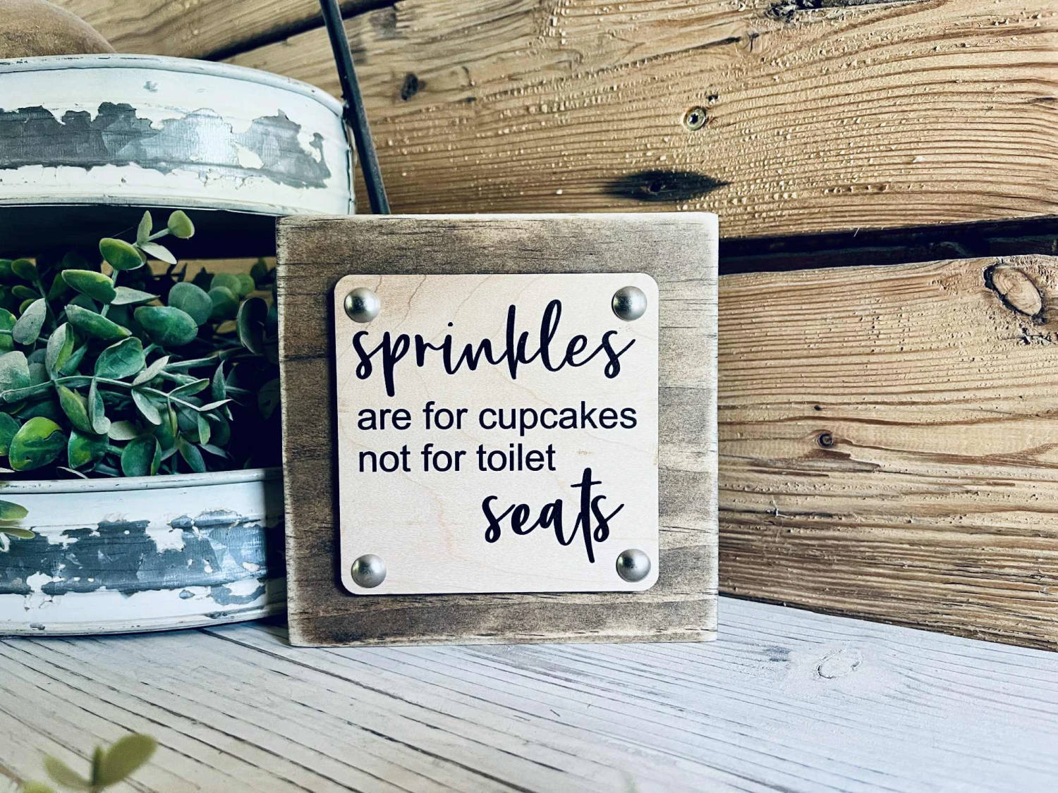 Funny Bathroom Sign For Kids | Sprinkles Are For Cupcakes Not Toilet Seats | Farmhouse Bathroom Decor | Small Wooden Bathroom Shelf Sign 1 Funny Bathroom Sign For Kids | Sprinkles Are For Cupcakes Not Toilet Seats | Farmhouse Bathroom Decor | Small Wooden Bathroom Shelf Sign