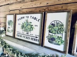 Farm To Table Herb Kitchen Sign Set – Framed Botanical Wall Art – Fresh Picked Herbs, Parsley Sage Mint Basil Thyme – Rustic Farmhouse Kitchen Decor -The Farmer’s Wife WI Deals Store 8250ab26 ee40 43b3 a9ad 12056e112530
