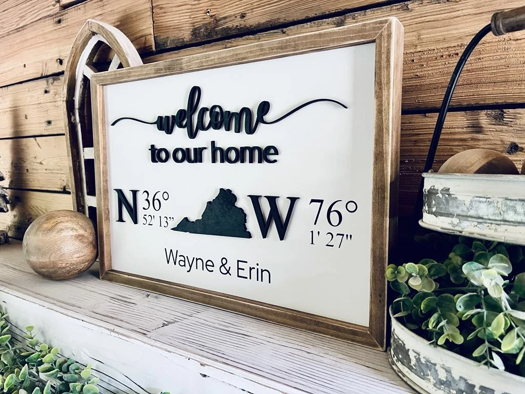 Personalized Welcome Home Sign With GPS Coordinates | Custom Housewarming Gift For New Homeowners | Realtor Closing Gift | Family Name Sign 2 Personalized Welcome Home Sign With GPS Coordinates | Custom Housewarming Gift For New Homeowners | Realtor Closing Gift | Family Name Sign - Image 2