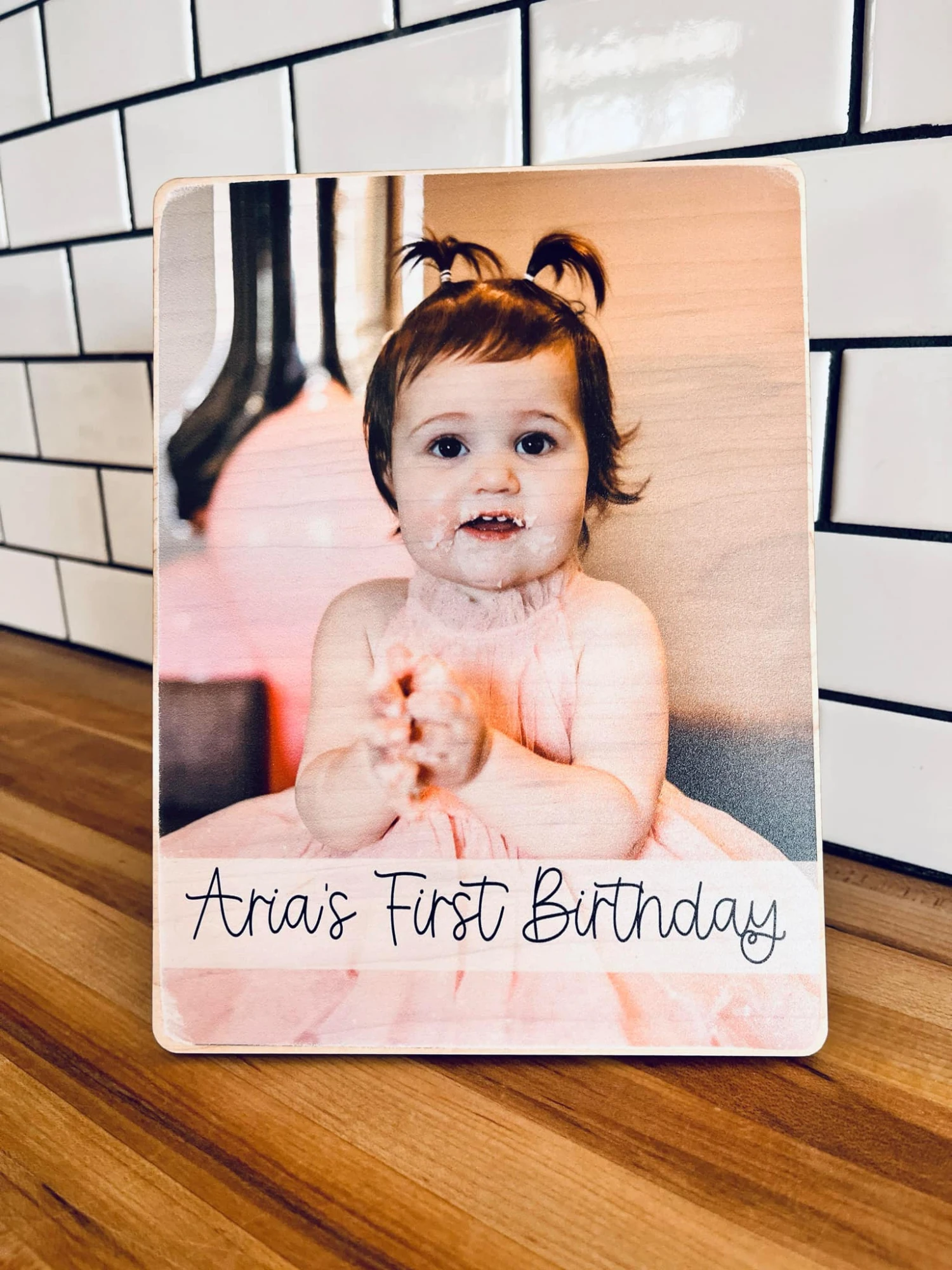 Custom First Birthday Photo Shelf Sitter | Personalized Baby Picture On Wood 5 Custom First Birthday Photo Shelf Sitter | Personalized Baby Picture On Wood - Image 5