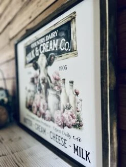 Vintage Country Dairy Cow Farmhouse Sign | Milk And Cream Co Kitchen Wall Art | Rustic Barn Decor With Flowers And Cow | Butter Cream Cheese Milk -The Farmer’s Wife WI Deals Store 883fb510 f598 441e bc68 60ec96045562