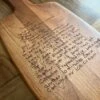 Engraved Cherry Small Wood Serving Board With Handle | Personalized Cutting Board With Family Recipe In Original Handwriting