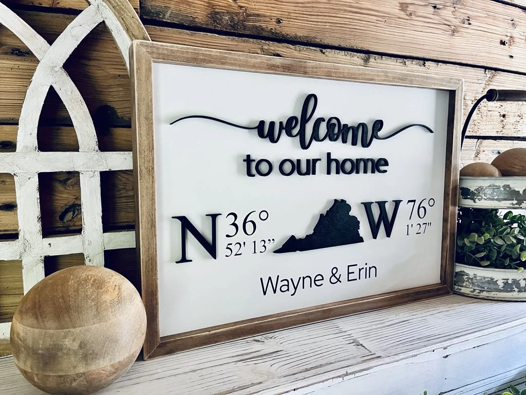 Personalized Welcome Home Sign With GPS Coordinates | Custom Housewarming Gift For New Homeowners | Realtor Closing Gift | Family Name Sign 3 Personalized Welcome Home Sign With GPS Coordinates | Custom Housewarming Gift For New Homeowners | Realtor Closing Gift | Family Name Sign - Image 3