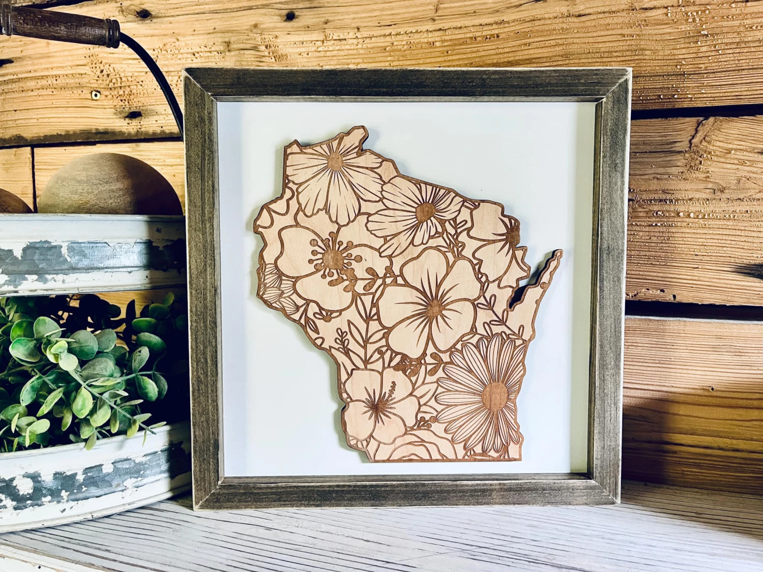 Wisconsin Floral Sign | Wisconsin Art | Wisconsin Home Decor | Wisconsin Gifts 2 Wisconsin Floral Sign | Wisconsin Art | Wisconsin Home Decor | Wisconsin Gifts - Image 2