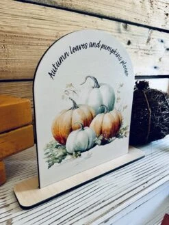 Autumn Pumpkin Decor Sign | Fall Arch Shelf Sitter | Neutral Farmhouse Fall Decoration | UV Printed Wood Sign | Autumn Leaves Display -The Farmer’s Wife WI Deals Store 9676eed3 b102 4aef 815c 5bd5b63ee2ef