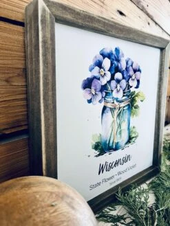 Wisconsin State Flower Wood Sign – Wood Violet Wall Art – Rustic Framed Botanical Print – Farmhouse Decor – State Pride Gift -The Farmer’s Wife WI Deals Store 9dada8a9 d1f7 4d5f aa6c e648539b4c9a