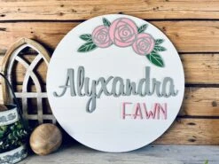 Nursery Name Sign With Flowers | Nursery Wall Art | Nursery Decor Girl -The Farmer’s Wife WI Deals Store AC1A0B35 B6D7 4A76 B3DF 7EABB5F7348B