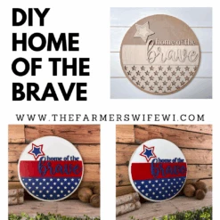America Home Of The Brave DIY Sign Kit | DIY Paint Party Set | Patriotic Decor | Round Door Hanger Sign | Patriotic Door Hanger