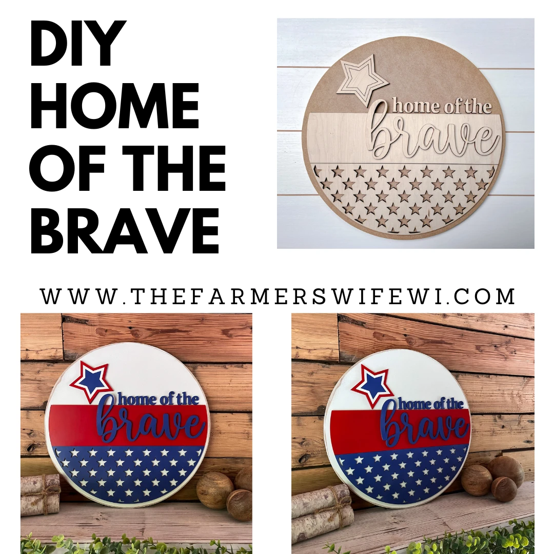 America Home Of The Brave DIY Sign Kit | DIY Paint Party Set | Patriotic Decor | Round Door Hanger Sign | Patriotic Door Hanger 1 America Home Of The Brave DIY Sign Kit | DIY Paint Party Set | Patriotic Decor | Round Door Hanger Sign | Patriotic Door Hanger