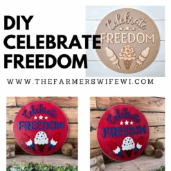 America Celebrate Freedom DIY Sign Kit | DIY Paint Party Set | Patriotic Decor | Round Door Hanger Sign | Patriotic Door Hanger