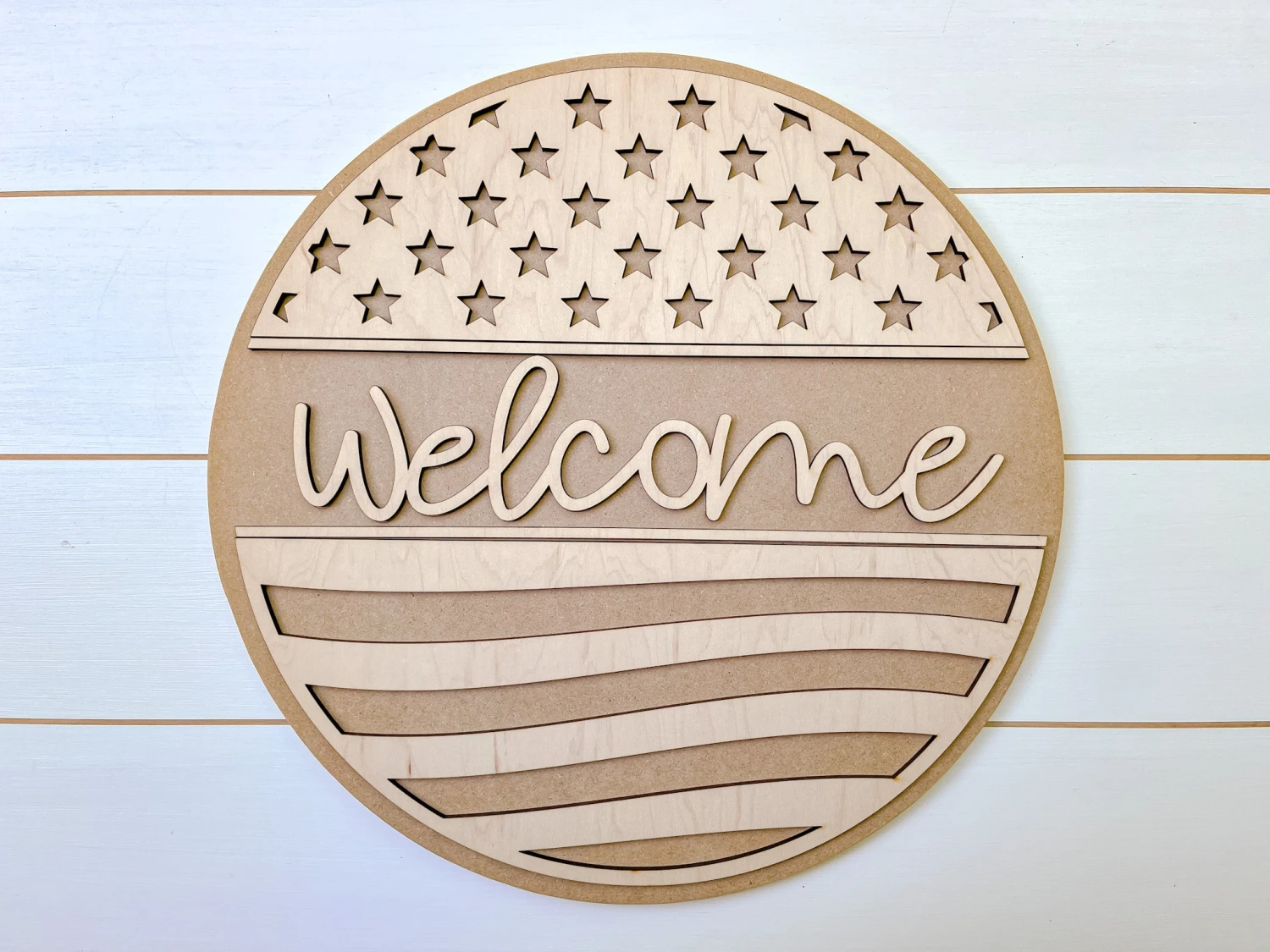 America Welcome DIY Sign Kit | DIY Paint Party Set | Patriotic Decor | Round Door Hanger Sign | Patriotic Door Hanger 2 America Welcome DIY Sign Kit | DIY Paint Party Set | Patriotic Decor | Round Door Hanger Sign | Patriotic Door Hanger - Image 2