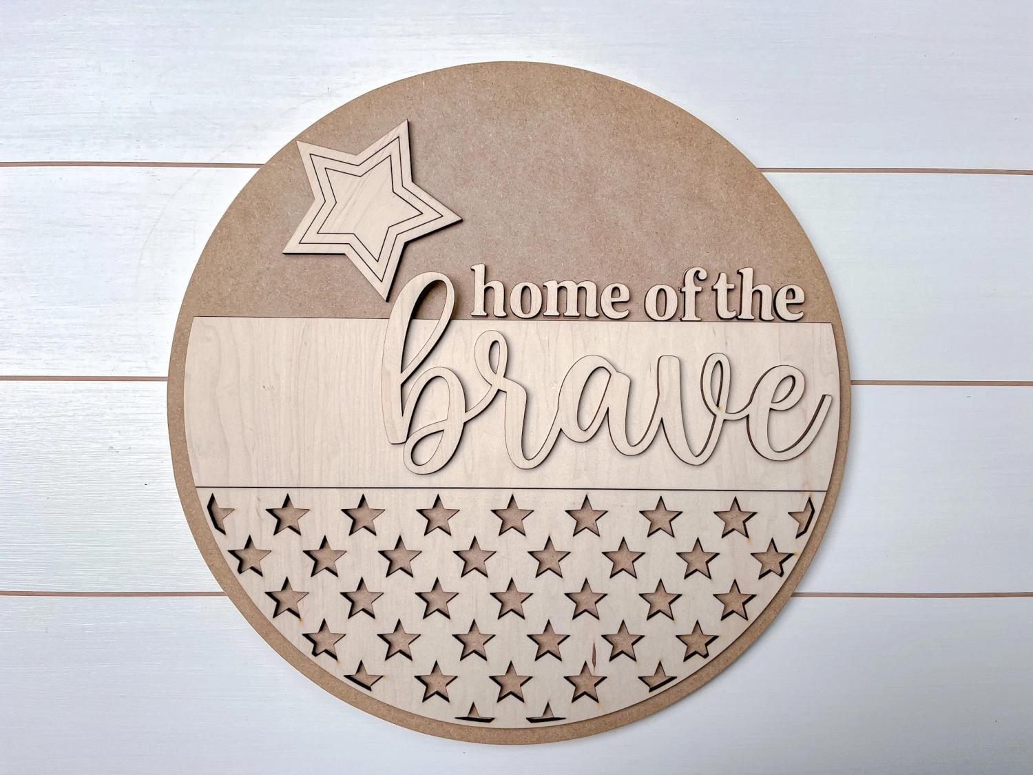 America Home Of The Brave DIY Sign Kit | DIY Paint Party Set | Patriotic Decor | Round Door Hanger Sign | Patriotic Door Hanger 2 America Home Of The Brave DIY Sign Kit | DIY Paint Party Set | Patriotic Decor | Round Door Hanger Sign | Patriotic Door Hanger - Image 2