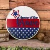 America Home Of The Brave Round Sign | Patriotic Decor | Round Door Hanger Sign | Patriotic Door Hanger