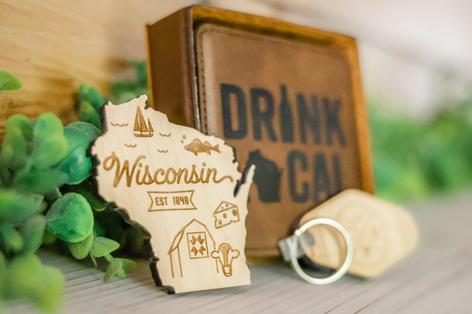 Wisconsin State Symbols Wood Magnet 2 Wisconsin State Symbols Wood Magnet - Image 2