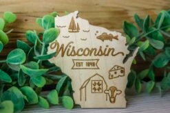 Wisconsin State Symbols Wood Magnet