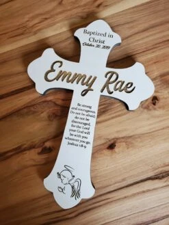 Personalized Baptismal Gift | Personalized Wood Cross 6 Personalized Baptismal Gift | Personalized Wood Cross -The Farmer’s Wife WI Deals Store Baptizmal Cross