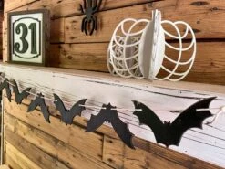 Halloween Mantel Decor | Autumn Mantel Decor -The Farmer’s Wife WI Deals Store Bats Staged