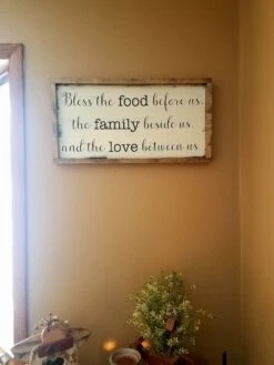 Bless The Food Before Us, The Family Beside Us And The Love Between Us Dinner Prayer Sign -The Farmer’s Wife WI Deals Store Bless The Food.4