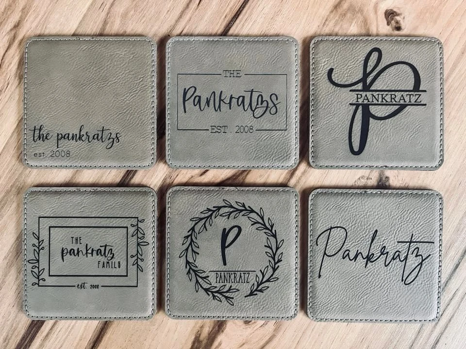 Personalized Coasters | Leather Coasters | Set Of 6 Square Leather Coasters | Personalized Gifts 1 Personalized Coasters | Leather Coasters | Set Of 6 Square Leather Coasters | Personalized Gifts