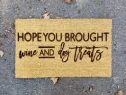 Wine And Dog Treats | Funny Coir Door Mat