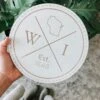 Round Wooden Engraved Wisconsin Sign