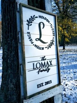 Personalized Raised Lettering Last Name Sign On Shiplap | Names In Wreath -The Farmer’s Wife WI Deals Store Family Names in Wreath2