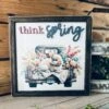 Think Spring Farmhouse Chic Sign - UV Printed Bunny & Truck With Laser-Cut Raised Lettering - Wooden Spring Decor