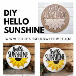 Hello Sunshine DIY Sign Kit | DIY Paint Party Set | Sunflower Round Door Hanger Sign