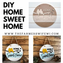 Home Sweet Home DIY Sign Kit | DIY Paint Party Set | Summer Round Door Hanger Sign | Birds In Branches