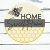 Home Sweet Home Bee DIY Sign Kit | DIY Paint Party Set | Summer Round Door Hanger Sign | Birds In Branches