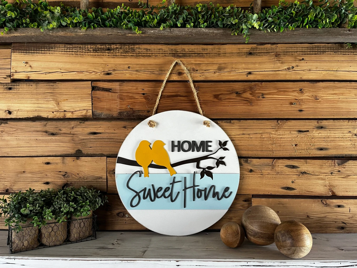 Home Sweet Home Sign | Birds In Branches | Farmhouse Porch Decor | Door Hanger 3 Home Sweet Home Sign | Birds In Branches | Farmhouse Porch Decor | Door Hanger - Image 3