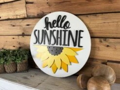Hello Sunshine Sunflower Sign | Farmhouse Porch Decor | Door Hanger -The Farmer’s Wife WI Deals Store IMG 2623