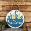 Welcome With Umbrella Sign | Farmhouse Porch Decor | Door Hanger