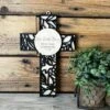Personalized First Communion Gift | Personalized Wood Cross | Floral Background