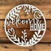 Door Hanger Wreath Cutout Sign | Farmhouse Front Door Sign | Round Welcome Home Sign