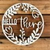 Door Hanger Wreath Cutout Sign | Farmhouse Front Door Sign | Round Welcome Sign
