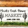 Personalized Fresh Flower Market Farmhouse Sign | Raised Lettering Farmhouse Sign With Shiplap