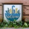 Welcome With Umbrella Sign | Farmhouse Decor | Welcome Sign