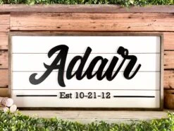 Personalized Raised Lettering Last Name Sign On Shiplap