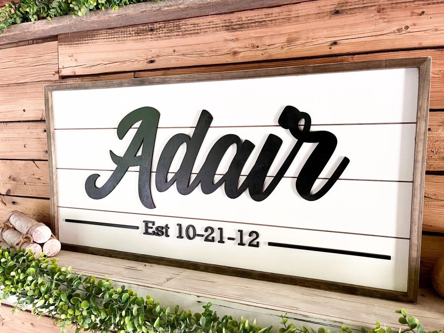 Personalized Raised Lettering Last Name Sign On Shiplap 4 Personalized Raised Lettering Last Name Sign On Shiplap - Image 4