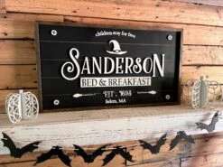 Sanderson Bed And Breakfast Halloween Laser Cut Sign With Raised Lettering | Fall Home Decor -The Farmer’s Wife WI Deals Store IMG 3770