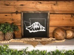 Mount Rainier Sign | Washington State Sign | House Warming Gift Idea | State Sign | Rustic Home Decor | Gift For Her | Farmhouse Home Decor -The Farmer’s Wife WI Deals Store IMG 4600