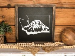Mount Rainier Sign | Washington State Sign | House Warming Gift Idea | State Sign | Rustic Home Decor | Gift For Her | Farmhouse Home Decor