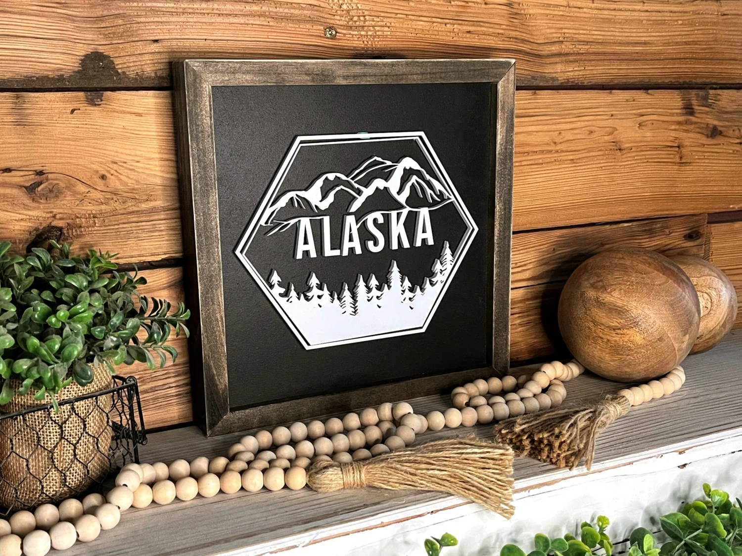 Alaska State Sign | Alaskan Mountains Sign | House Warming Gift Idea | State Sign | Rustic Home Decor | Gift For Her |Farmhouse Decor 2 Alaska State Sign | Alaskan Mountains Sign | House Warming Gift Idea | State Sign | Rustic Home Decor | Gift For Her |Farmhouse Decor - Image 2