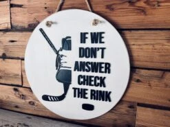 If We Don't Answer Check The Rink Front Door Sign | Round Porch Door Hanger Sign | Hockey Skate Porch Sign -The Farmer’s Wife WI Deals Store IMG 5292