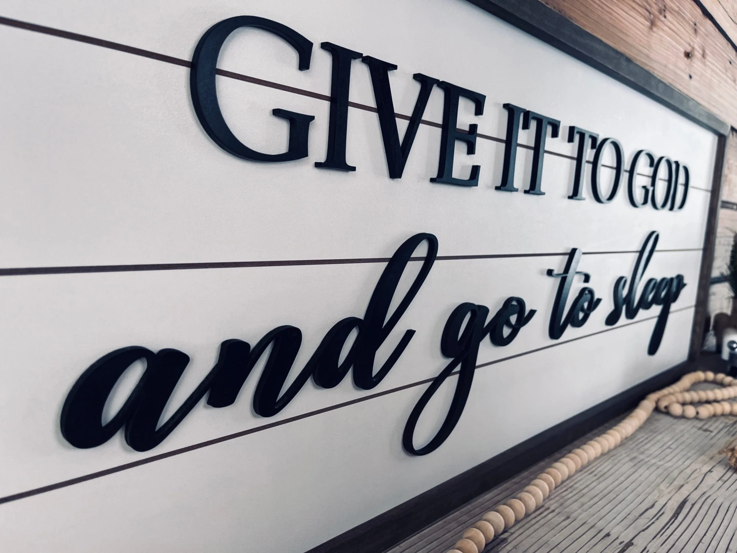 Give It To God And Go To Sleep | Farmhouse Sign | Framed With Raised Lettering 2 Give It To God And Go To Sleep | Farmhouse Sign | Framed With Raised Lettering - Image 2
